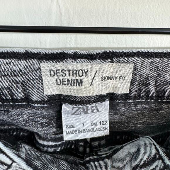 Zara Gray Distressed Skinny Jeans Destroy Denim Size 7 - Picture 2 of 6